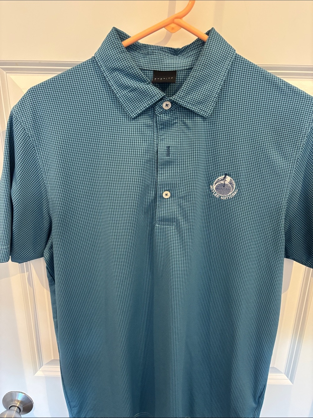 Dunning Men's Blue Short-Sleeve Polo Shirt with Chest Logo